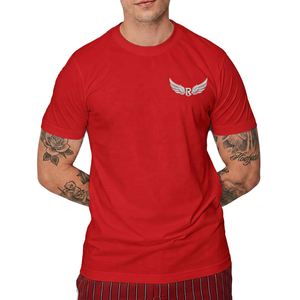 Camiseta Blanca de Manga Corta para Hombre, con Logotipo de Ala en Relieve, Corte Regular, Cuello Redondo, Informal, de Algodón - Product Image 5