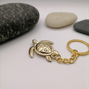 Porte-clés vintage en laiton tortue marine, accessoire de collection nautique, cadeau océanique - Product Image 2