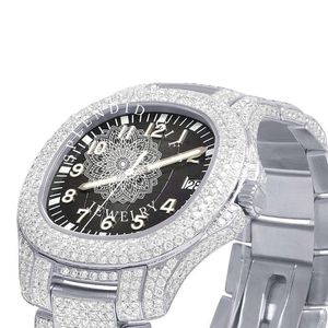 Elegante Reloj de Lujo para Hombre con Cristal de Zafiro y Moissanita Plateada, Movimiento ETA, Caja de Reloj de Cuarzo Analógico, Resistente al Agua 10m, con Pedrería - Product Image 5