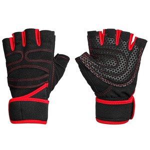 Weightlifting <b>Gloves</b> PU Leather Anti-slip Workout Half Finger Lace-up Closure Gymnastics Grips Hand Palm Protection Unisex - Product Image 1