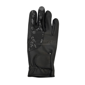 Womens Equestrian Riding <b>Gloves</b> Wholesale Black Floral Print Touchscreen Rein Grip Summer Competition Horse Riding Performance - Product Image 3