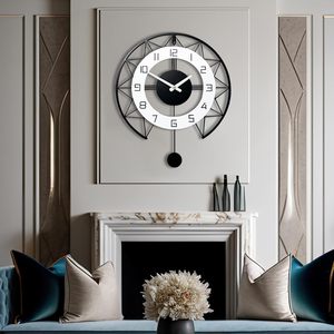 Decorative Metal Hanging Wall <b>Clock</b> Modern Quartz Wall <b>Clock</b> Stylish Home Decor <b>Clock</b> for Living Room Bedroom Office Hallway - Product Image 4