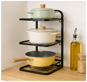 Vintage Design Pot and Pan Organizer <b>Rack</b> for <b>Kitchen</b> Cabinet Heavy Duty Under Sink Storage Shelf for Cookware & Lids - Product Image 4