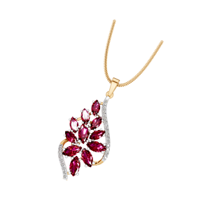 Collier élégant de luxe avec pierre de naissance de juillet Pendentif feuille de rubis plaqué or blanc 14 ct 18 ct pour femme - Product Image 2