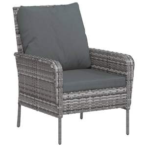Gray Poly Rattan Patio <b>Chair</b> with <b>Footstool</b> Stylish Outdoor Furniture Set - Product Image 6