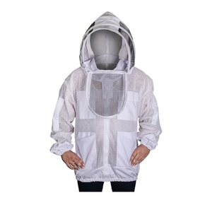Custom White Three Layer Beekeeping Protective Jacket with Fencing Veil Loose Fit Wasp Safety Coat Unisex - Product Image 1