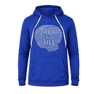 Sweat à capuche bleu Jack and Jill avec motif nuage de mots, sweat à capuche Dri Fit pour hommes et adolescents, sweat à capuche confortable pour une utilisation décontractée - Product Image 1