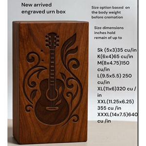 Engraved Guitar Wooden Cremation Urn | Personalized Musician Memorial Memorial Keepsake by AYAANS - Product Image 4