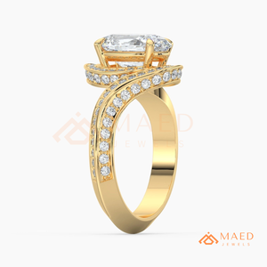 แหวนหมั้นเพชรโมอิสซาไนต์ทรงรีทองคำขาว 14K ประดับด้วยเพชรรอบวง ดีไซน์หรูหราสำหรับเจ้าสาว ของขวัญยอดนิยมในสหรัฐอเมริกาสำหรับผู้หญิง - Product Image 6