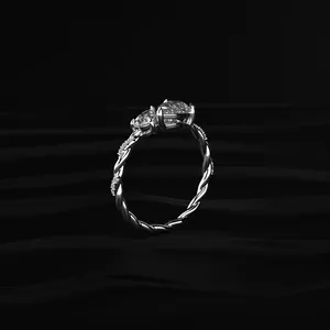 Bague en diamant de laboratoire 1,5 carat D-E VVS-VS, double taille poire, pavé torsadé, design moderne et élégant, pour femme, magnifique et captivant - Product Image 3