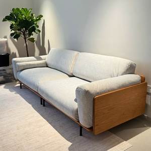 Modern Teak Wood <b>Sofa</b> Minimalist Upholstered Living Room Furniture Contemporary Villa Hotel Couch - Product Image 2