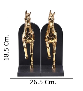 Latest design Trotting horse bookends gold plated cast aluminium marble base metal bookend set decorative horse book holder mode - Product Image 3