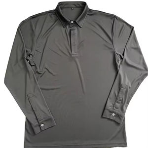 Polo de Manga Larga para Hombre, Corte Ajustado, Color Sólido, Cierre de Tres Botones, Suave, Elástico, Transpirable, Ligero, Informal, para Uso Diario - Product Image 6