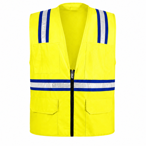 Chaleco de Seguridad de Alta Visibilidad de Algodón al por Mayor con Cinta Reflectante, Bolsillos Utilitarios, Ropa Industrial Duradera Unisex, Personalizable con Serigrafía - Product Image 1