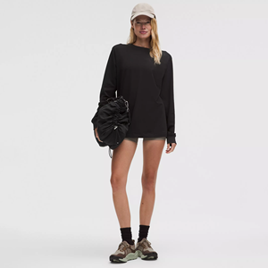 เสื้อยืดผู้หญิง แขนยาว คอกลม สีพื้น ผ้าฝ้าย 100% ทรงเข้ารูป ระบายอากาศ แห้งเร็ว เหมาะสำหรับโยคะ รับสกรีนโลโก้ตามสั่ง สำหรับฤดูร้อน - Product Image 3