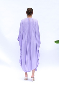 Robe de mariée lavande, kaftan féerique, robe de cocktail plissée, robe longue de soirée, 100% coton, manches longues, écologique - Product Image 3