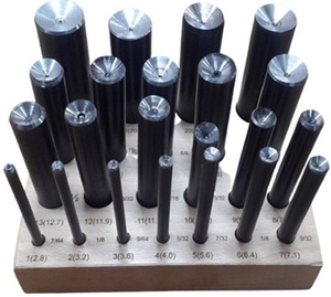 Steel Round <b>Punch</b> Dies <b>Set</b> For Jewelry Making Measurement Tools With Wooden Base 13 Pieces - Product Image 2