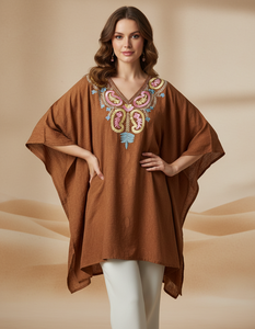 Cotton Crush Kashmiri Aari work <b>Kaftan</b> <b>Tops</b> - Product Image 5