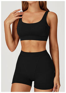 Nouvel ensemble short taille haute personnalisé pour femme – Tenue de sport et fitness d'été, legging court de yoga, ensemble cycliste pour femme - Product Image 2