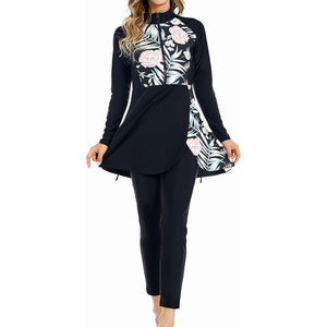 Maillot de bain musulman personnalisé pour femme, burkini modeste à couvrance intégrale, ensemble 2 pièces imprimé, séchage rapide, burkini islamique élégant - Product Image 1
