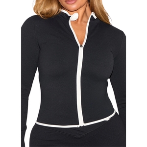 เสื้อแจ็คเก็ตโยคะแบบมีซิปเต็มตัวสำหรับผู้หญิง แบบขายส่งตามสั่ง ทรงพอดีตัว แขนกุด ระบายอากาศได้ดี ผ้าถัก สวมใส่สบาย - Product Image 3