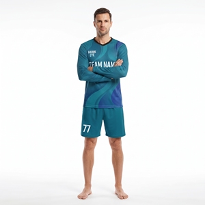 Men's Training Full Sleeve Soccer Jersey 100% <b>Polyester</b> American Football Jersey V-Neck <b>Shirt</b> And Short Athletic Fit - Product Image 3