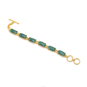 Joyería elegante, pulsera de palanca con ajuste de garra de Esmeralda teñida, joyería de latón, pulsera de cadena de eslabones chapada en oro para mujer, joyería de regalo - Product Image 2