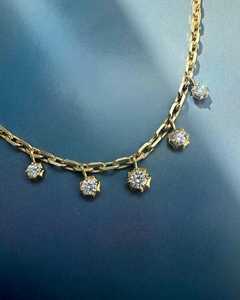 Lab Grown Diamond Dangle <b>Drop</b> Necklace 14K 18K Gold 5 Stone Prong Set Thick Rectangle <b>Box</b> Link Chain 18 Inches Necklace Factory - Product Image 6