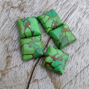 Turquoise Cuivre Vert Naturel, Cabochon Carré, Pierre Précieuse Calibrée à Dos Plat pour Bijoux, Toutes Tailles Disponibles - Product Image 6