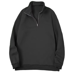 Custom Men's Half <b>Zip</b> Pullover Sweatshirt Oversized Fit Plain Grey Mock Neck Fleece Streetwear OEM Cotton Casual <b>Top</b> - Product Image 1