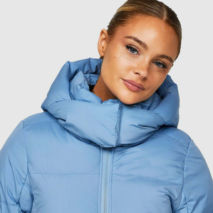 Women Quilted Jacket Long Sleeve Hooded Solid Color Winter Standard Polyester Wadding Windproof Waterproof Breathable <b>Zipper</b> - Product Image 5