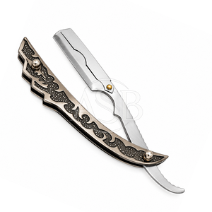 Navaja de Barbero Personalizada de Alta Calidad, Acero Inoxidable, Cuchilla Reemplazable, Logotipo Personalizado, Mango Plegable con Diseño Grabado - Product Image 1