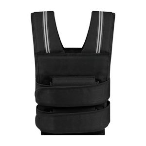 Gilet lesté noir à double sangle en tissu Oxford avec bande réfléchissante et poches horizontales pour la course à pied, la vitesse, le cardio, l'exercice et le fitness - Product Image 1