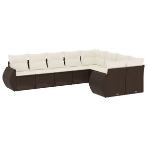 Cream White Brown Garden <b>Sofa</b> Set With Cushions 10 Seater Outdoor Furniture Contemporary <b>Rattan</b> Design - Product Image 4