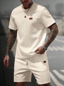 Nouvel ensemble survêtement décontracté pour homme, t-shirt à capuche oversize et short, en coton 100% uni, séchage rapide, tricoté, style urbain - Product Image 2