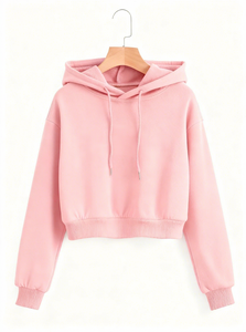 Unisex Black Cropped Hooded Pullover Fleece Hoodie Embroidered Eco-Friendly Boxy Fit Casual Winter Wholesale - Product Image 4
