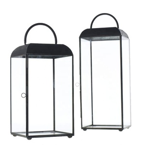 Lanternes à bougies en verre trempé avec cadre en métal noir pour la décoration de la maison et les mariages - Product Image 2