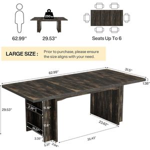 Tavolo da Pranzo Rettangolare Nero da 160 cm con Contenitore per Cucina, per 4 Persone - Product Image 3