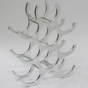 Silver Stainless Steel Wine Bottle Holder 10-19 Bottle Capacity <b>Freestanding</b> Geometric Design Home Furniture Wine Holder - Product Image 1