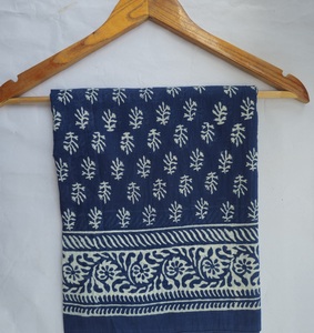 Paréo Sarong en coton bleu indigo, imprimé à la main, écharpe de plage, couverture bohème, accessoire de plage d'été pour femme - Product Image 4