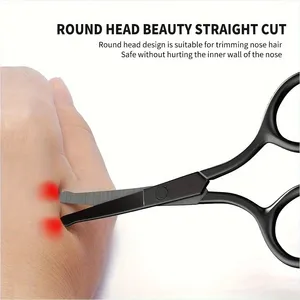 Tijeras de Acero Inoxidable para Vello de Nariz, Cejas y Cutículas, Punta Redondeada, Hoja Recta Ergonómica, Herramienta de Cuidado de Belleza - Product Image 4