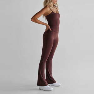 Custom Women <b>Flare</b> <b>Leggings</b> Gym Yoga Pants High Waist Wholesale OEM ODM Sportswear Manufacturer Supplier - Product Image 3