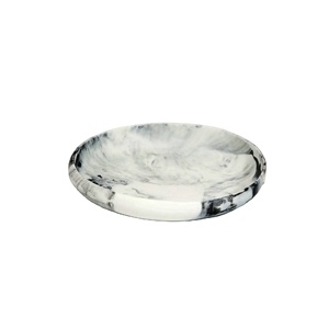 Bol et plat de service en résine écologique gris et blanc, artisanat, passe au lave-vaisselle, pour les fêtes, fabriqué en Inde - Product Image 1