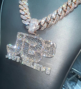 Moissanite Hip Hop <b>Initial</b> Letter Pendant Rose Gold Iced Out Statement <b>Necklace</b> Luxury Streetwear Jewelry - Product Image 1