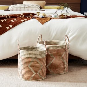 ตะกร้าเก็บของจากหญ้าทะเล ผลิตจากโรงงานโดยตรง งานแฮนด์เมด ขายส่ง - Product Image 3