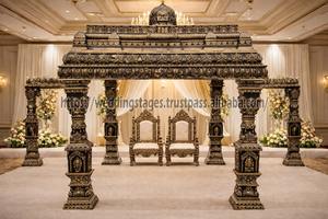 Mandapam Dorado para Bodas del Sur, los Pilares de Cola de Elefante Más Vendidos, Decoración para Mandap de Boda Tamil, Evento en EE. UU. - Product Image 3