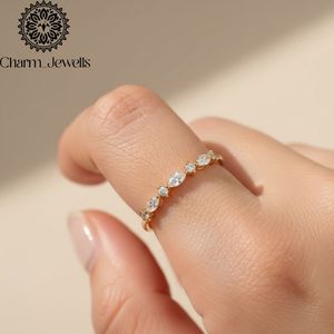 Charm_Jewells IGI Certified 3 GM <b>Silver</b> Cushion Cut Moissanite Eternity <b>Band</b> <b>Ring</b> Prong Setting Women's Classic Engagement <b>Ring</b> - Product Image 4