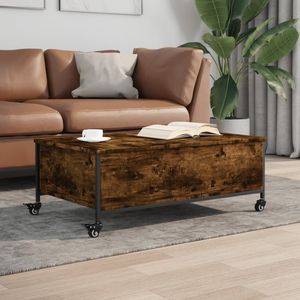 Tavolino in legno lavorato rovere affumicato con ruote 35.8 \ "x21.7 \" x13.4 \" - Product Image 1