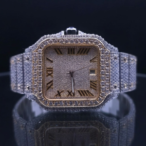 High premium Quality Hot Selling Business Square <b>Case</b> Moissanite <b>Watch</b> Men's Stainless Steel Iced Out - Product Image 2