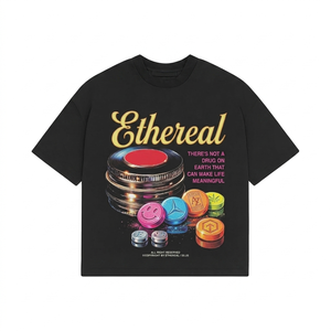 Camiseta negra extragrande de algodón con estampado gráfico DTG, logotipo de alta calidad, ropa urbana, camiseta 100% algodón para hombre, corte holgado, estampada. - Product Image 1